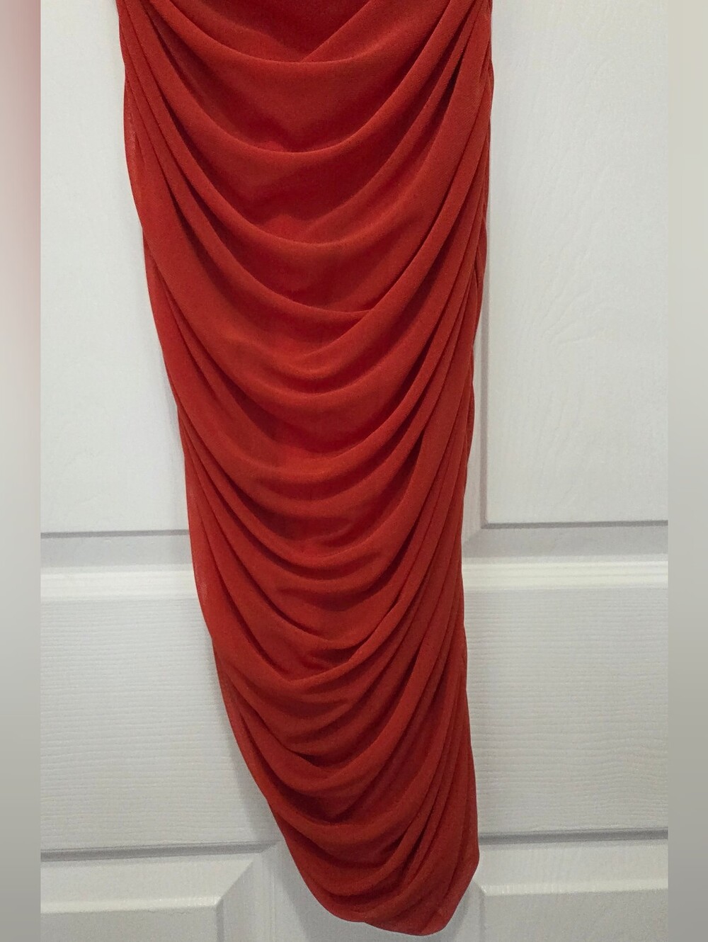 PRETTYGARDEN Rust One Shoulder Ruched Bodycon Dress Cocktail Wedding Guest Sz S - Picture 5 of 10